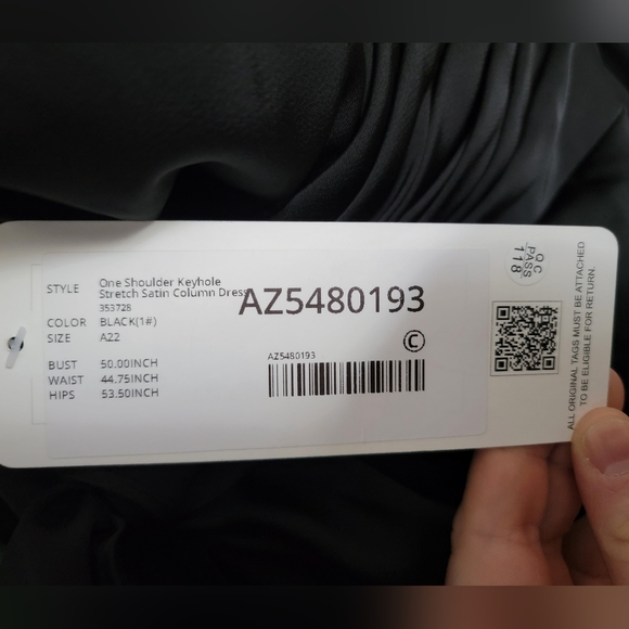 ONE SHOULDER KEYHOLE STRETCH SATIN COLUMN DRESS - Picture 2 of 4